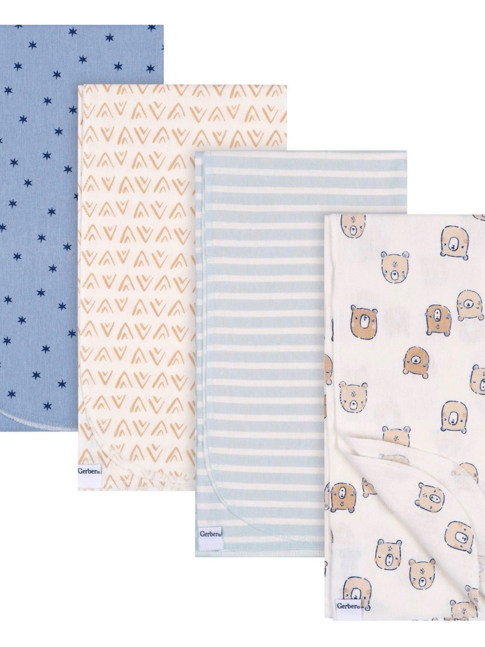 2 for 25 Gerber Baby Bibs Pack - Blue, White, Tan
